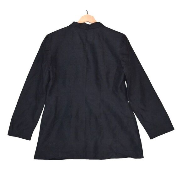 Liz Claiborne Collection Black Silk Blazer Jacket Size 12 Minimalist Officewear - Picture 2 of 7
